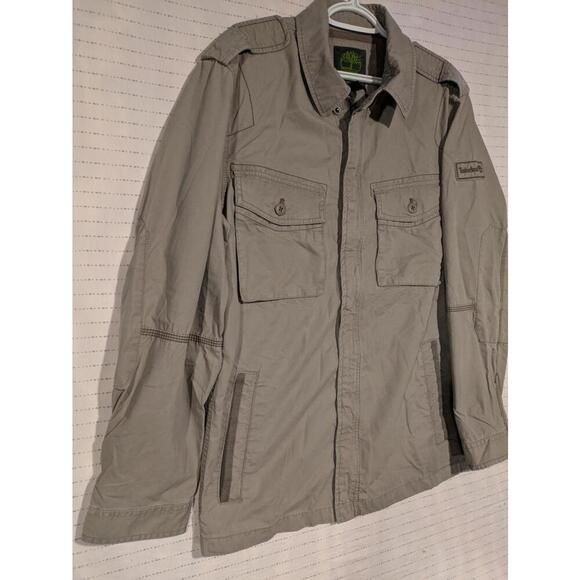 Timberland Lightweight Utility Jacket Tan Mens Medium 100% Cotton Polyester - Picture 2 of 12
